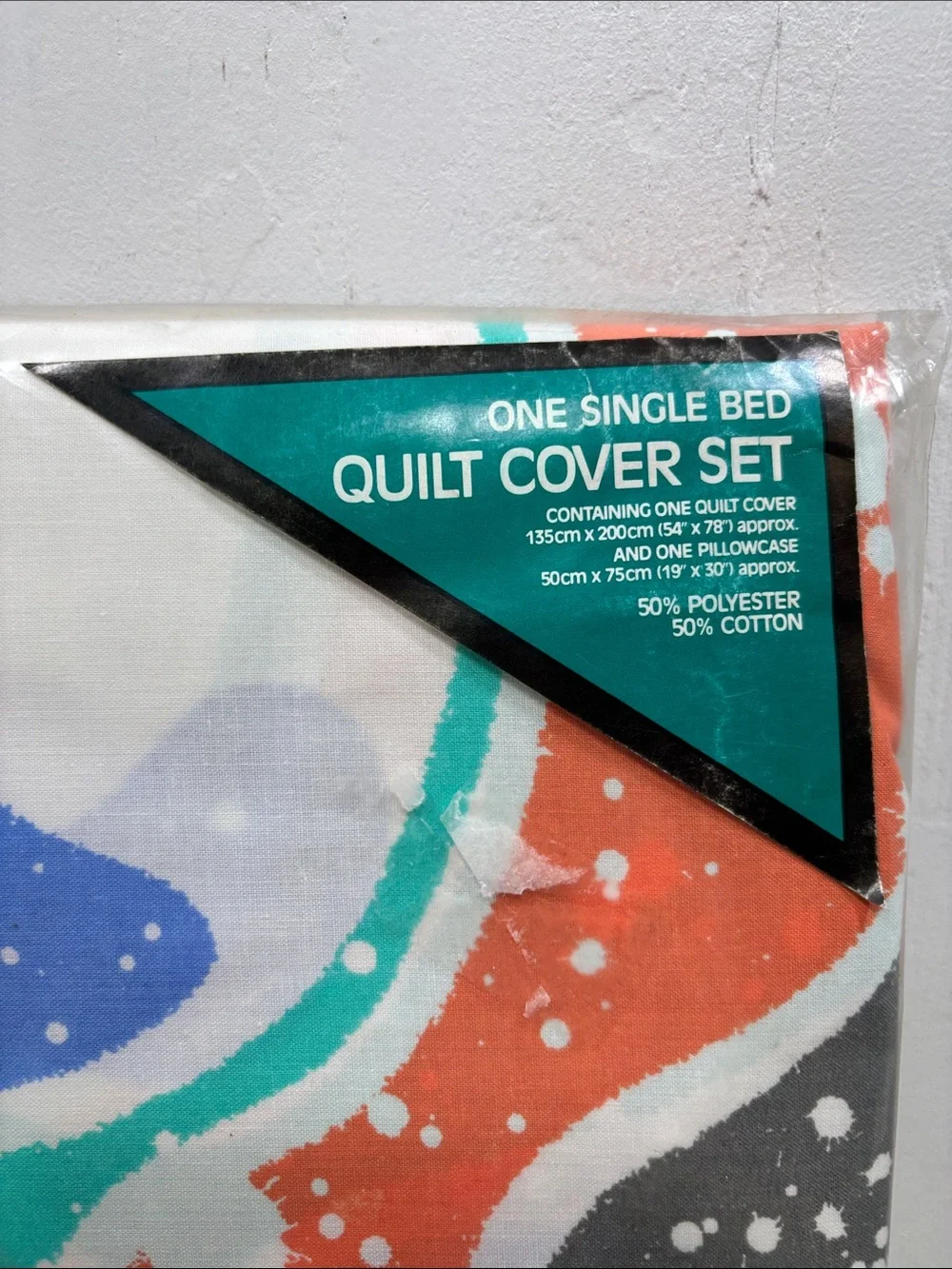 Vantona Cynthia Lennon Vintage 80s Abstract Splatter Single Quilt Duvet Cover